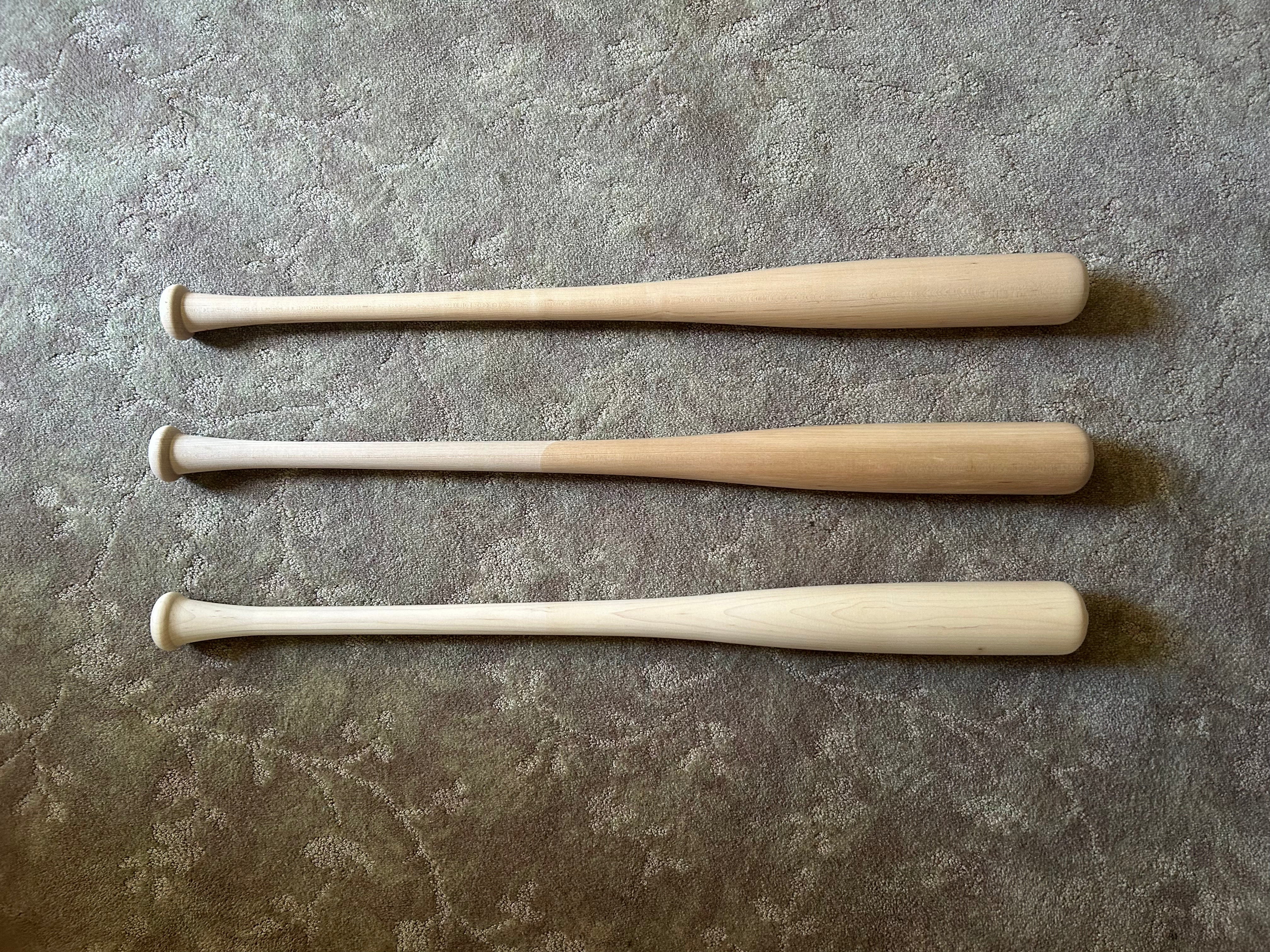 raw, sanded, cupped pro grade birch bats